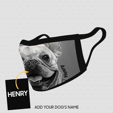 Personalized Dog Gift Idea - Smiley Bull Dog With No Color For Dog Lovers - Cloth Mask